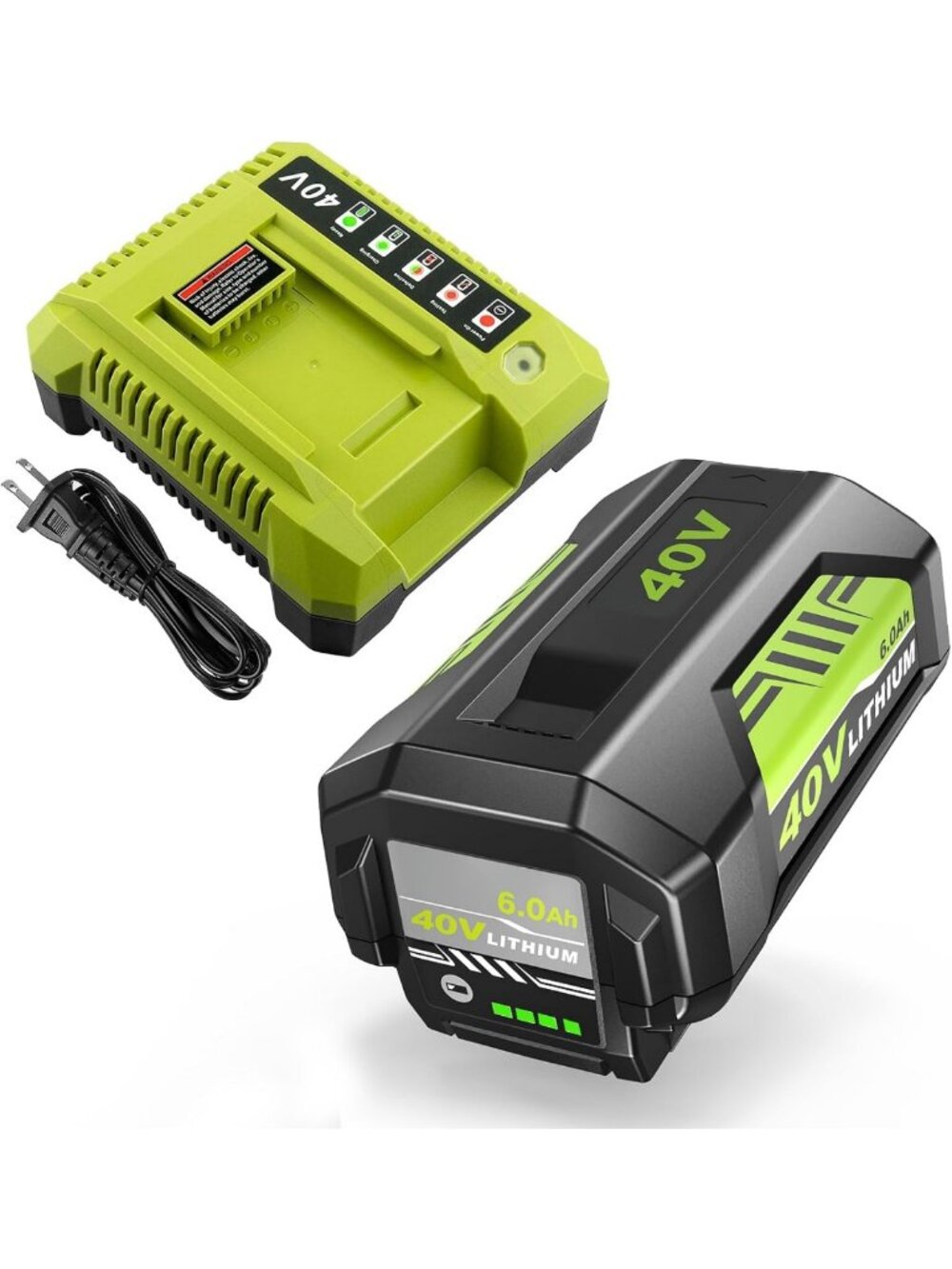 40V Lithium-Ion 6.0Ah Battery Replacement for Power Tools & Chargers